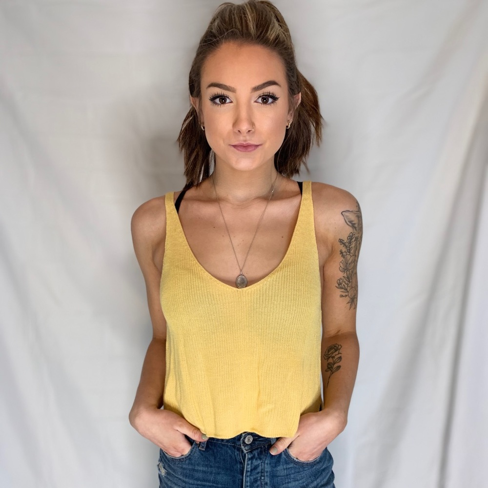 Forever 21 yellow knit tank top. Size small.